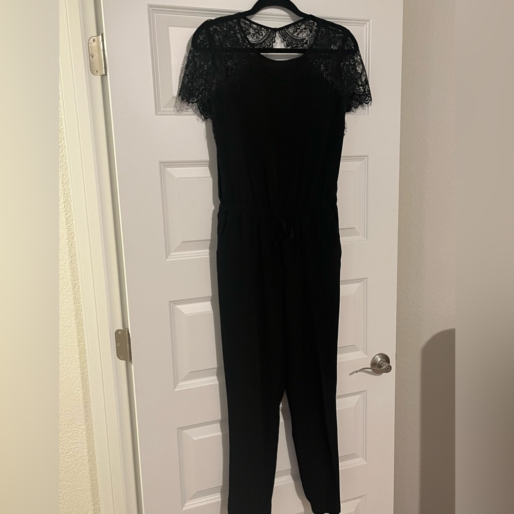 LOFT Black Lace Detail Jumpsuit